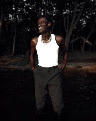 Man wearing white tank top